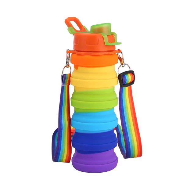 Damen zusammenfaltbare Silikon-Wasserflasche mit buntem Design