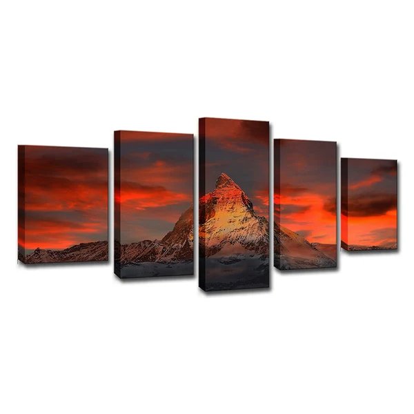Zermatt Matterhorn Sunset Glow Canvas Art Meerdelige Moderne Eetkamer Wanddecoratie
