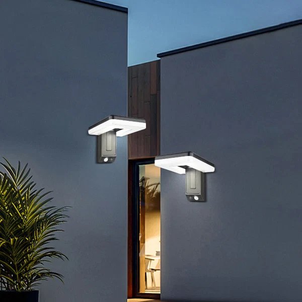Zeitgenössische industrielle quadratische ABS Solar wasserdichte LED Außenwandlampen für den Garten