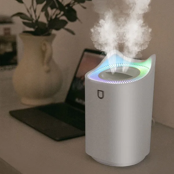 Luftbefeuchter mit weißem LED-Nebelverteiler