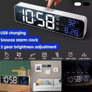 Smart Digital LED Musik Alarm Temperatur Uhr Hover Image