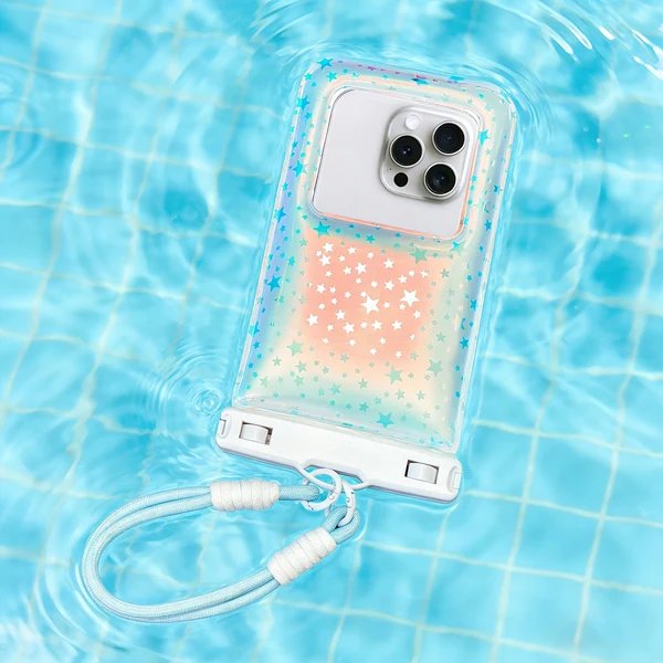 Wasserdichte Smartphone-Hülle mit Stilvollem Sternen-Design und Verstellbarem Umhängeriemen Hover Image