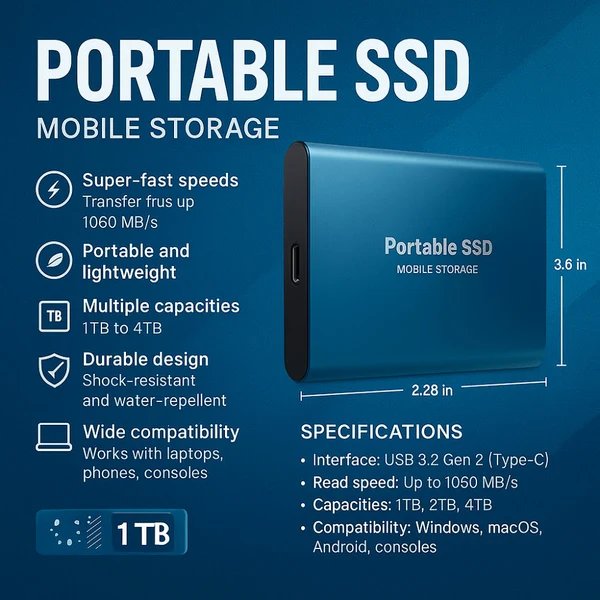Externe SSD Festplatte Aluminium Tragbarer Speicher 128GB
