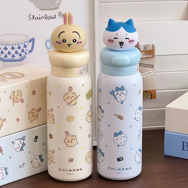Damen Edelstahl Trinkflasche mit interaktivem Tierkopfdesign