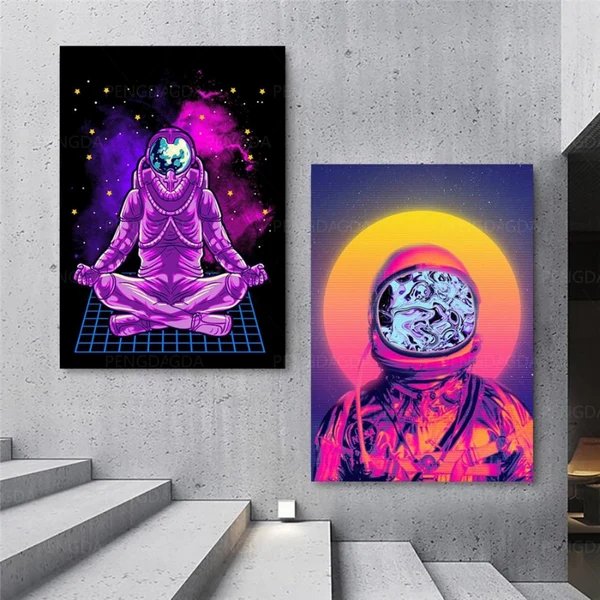 Vaporwave-Astronaut – Leinwandbilder Hover Image