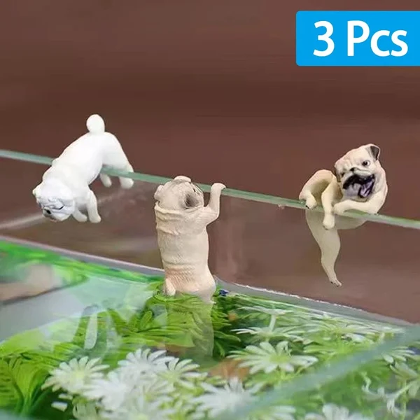 1-3Stk Mini Cartoon Hund Ornament Harz Figurine DIY Bastel Statue für Fischtank Fischschüssel Aquarium Zubehör Wohnkultur