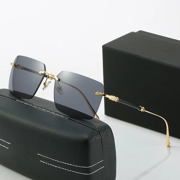 Damen modische Sonnenschutzbrille mit quadratischem Rahmen und luxuriösen Akzenten