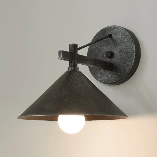 Metallische Kegel Wandbeleuchtung Vintage 1 Licht Außenwandleuchte in Schwarz/Antikmessing/Alter Silber