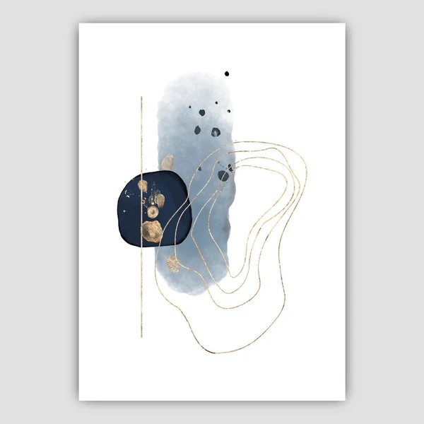 Abstrakte Winterstimmung Blau Gold Kunstdrucke Hover Image