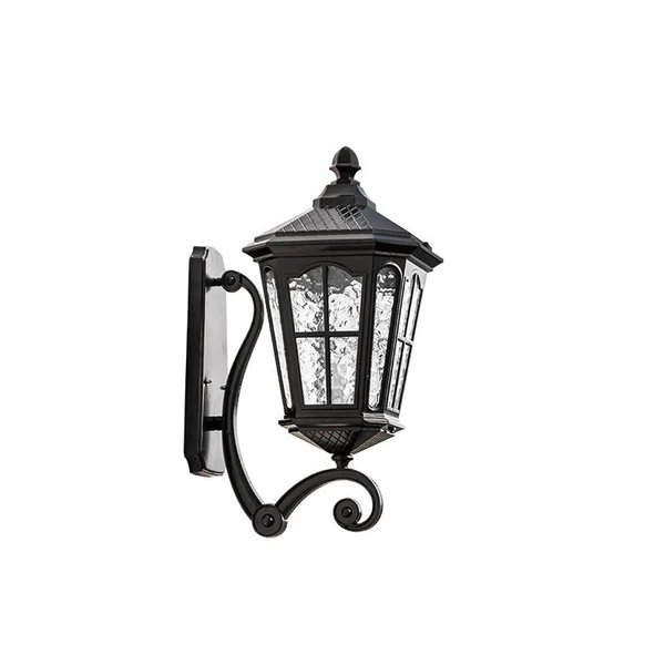 Europäische Outdoor-Laterne Aluminium Glas Wasserdicht 1-Licht Wand Sconce Lampe Hover Image