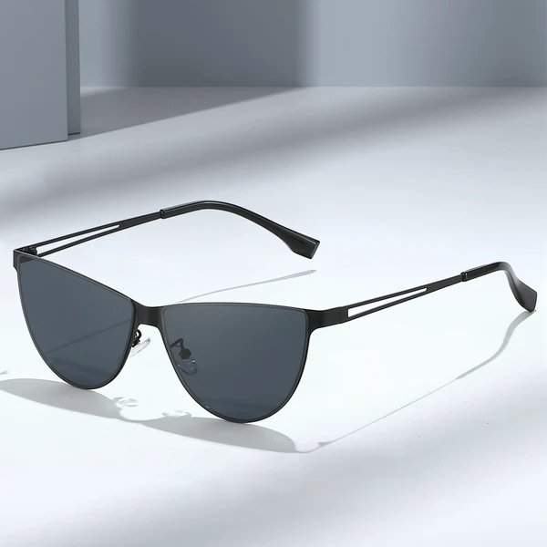 Damen Modische Cat-Eye Sonnenbrille mit elegantem Metallgestell