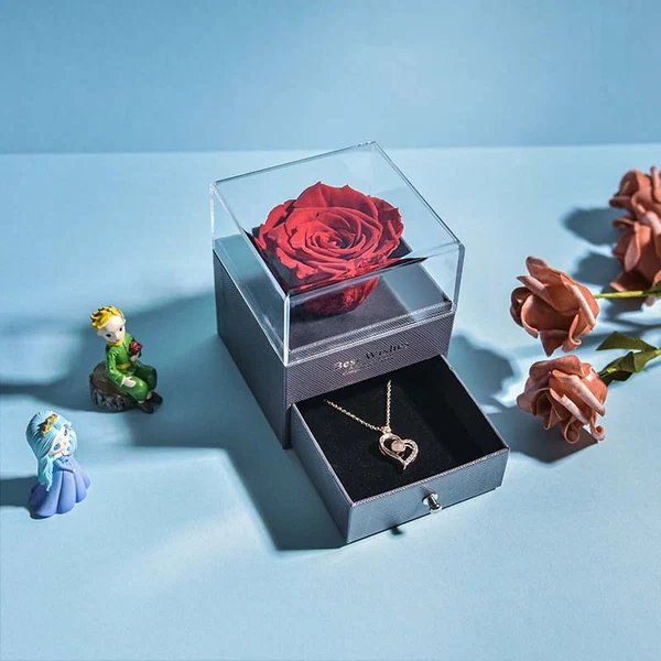Natürliche ewige Rose Halskette Schmuckbox