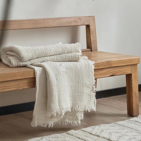 Damen hochwertige und luxuriöse Waffelstruktur Plaid Decke