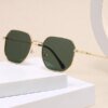 Damen extravagante geometrische Sonnenbrille mit markantem Metallrahmen