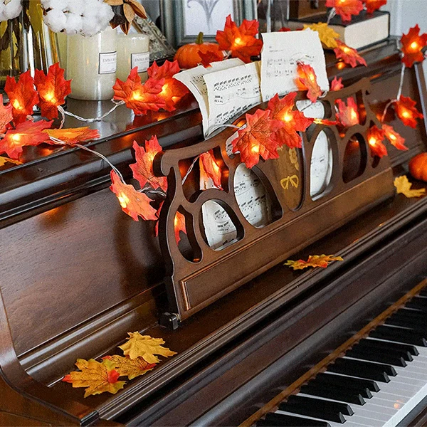 Thanksgiving-Dekor Herbst Ahornblatt Lichterkette