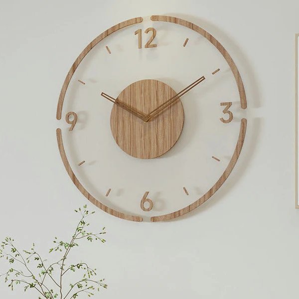 Nordic Silent Wanddekoration Uhr Aus Echtem Holz, 35 cm | Lautlos und Stylisch