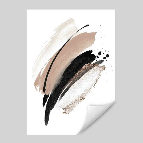 Abstrakte Pinselstriche Schwarz und Gold Nr. 1 Kunstdruck Hover Image