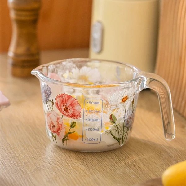 Retro Flowers Messbecher mit Deckel