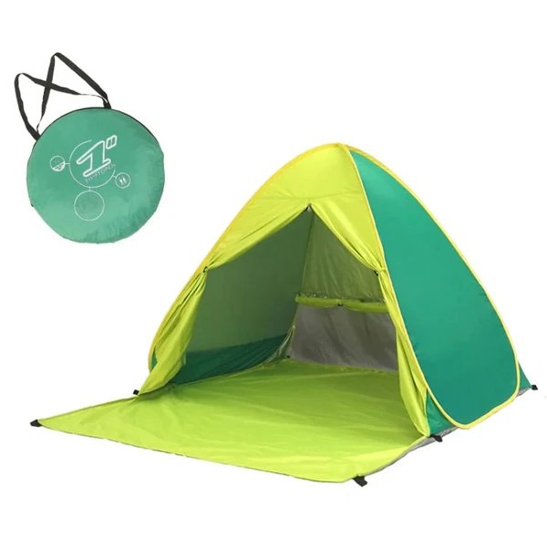 Mit Vorhang Automatische Sofort-Pop-Up-Zelt Tragbares Strandzelt, Größe: 200x165x130cm (Grün)