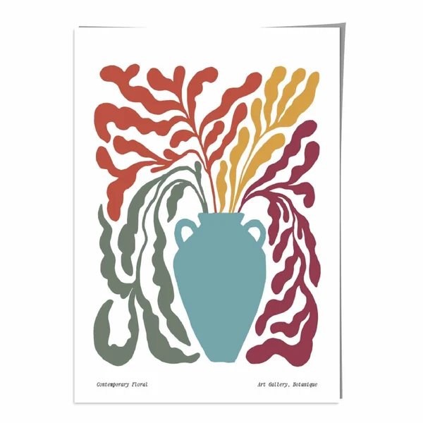 Zeitgenössisches Boho-Blumenposter Nr. 5 Botanik