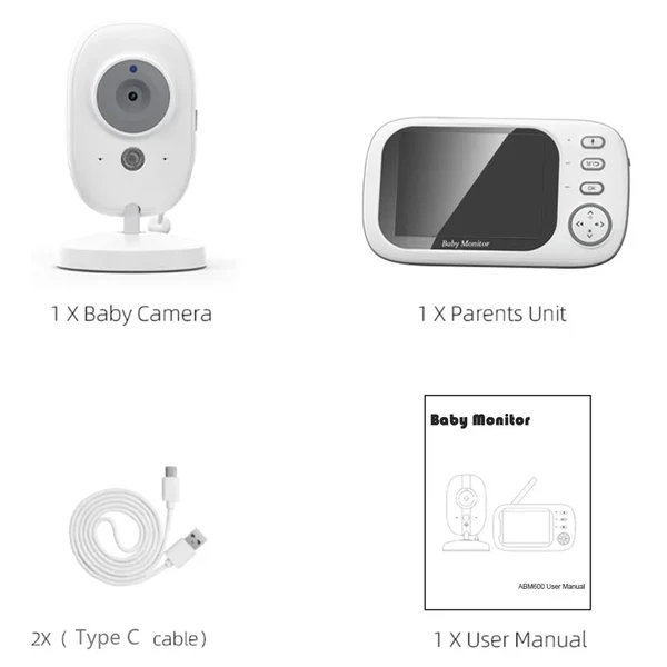 3,5-Zoll-Video-Babyphone mit Nachtsicht, Temperaturanzeige und Zwei-Wege-Audio