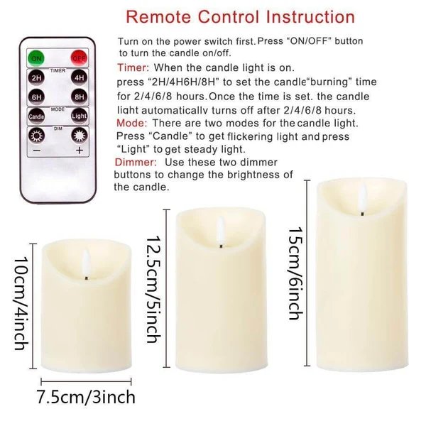3pcs Fernbedienung LED Flammenlose Kerze Hover Image