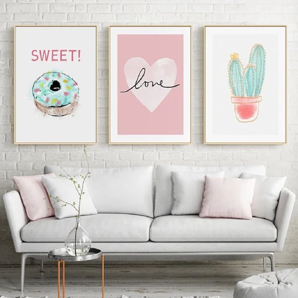 Pink Sweet-Heart Skandinavien - Leinwand Wandkunst Malerei
