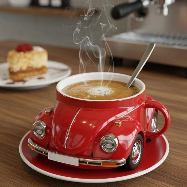 RetroAuto Keramiktasse – Einzigartiges 3D-Design für Kaffee & Tee