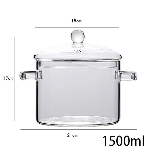 Transparenter Glas-Suppentopf Haushaltsküche Kochsaucepfanne Kochgeschirr