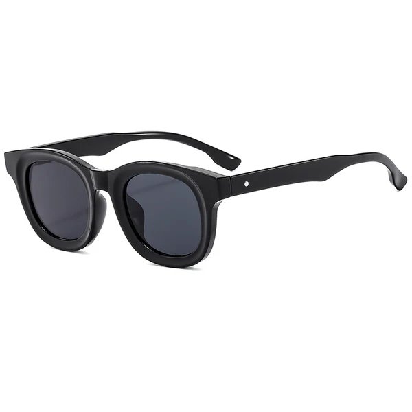 Damen Runde Sonnenbrille mit stylishen, breiten Kunststoff-Rahmen