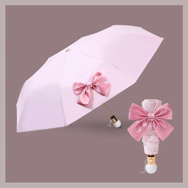 Damen Faltbarer Regenschirm mit eleganter Schleifenverzierung