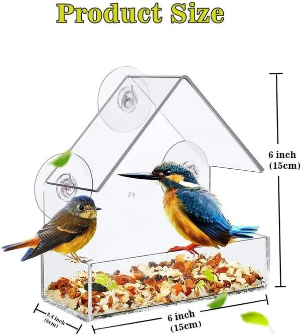 Acrylklarer Glasfenster Vögel hängender Futterspender Vogelhaus Nahrung Fütterung Haus Tisch Saat Erdnuss Saugnapf