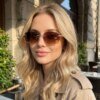 Damen Geometrische Premium-Sonnenbrille mit schmalem Rahmen