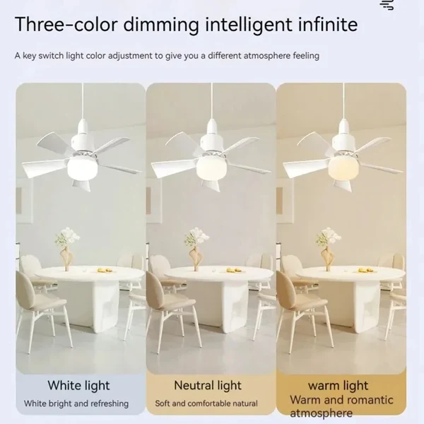 30W E27 Deckenventilator Licht mit Fernbedienung - LED Dimmfunktion, intelligenter leiser Ventilator für Schlafzimmer & Wohnzimmer Hover Image