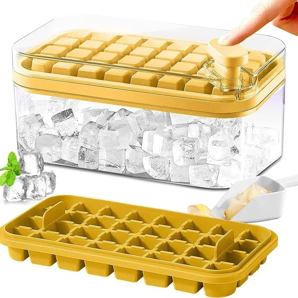 101oz. Eiswürfelschalen Set - 64-teiliges Silikon Eiswürfelschale mit Deckel & Behälter Hover Image