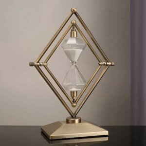 Sanduhr mit geometrischem Metallrahmen – Dekorativ und entspannend | Mit weißem Sand als Meditationsuhr