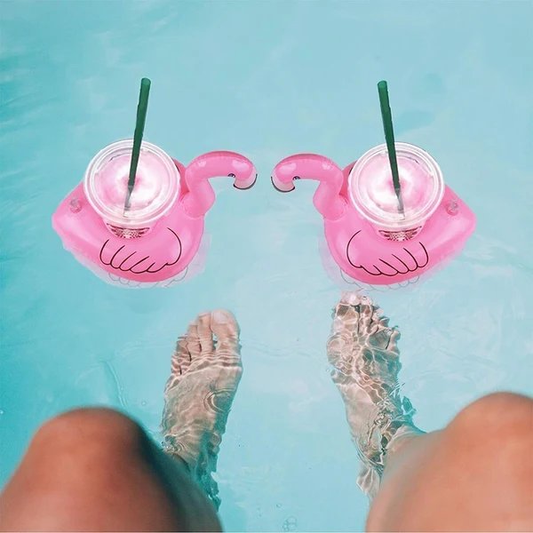 Aufblasbarer Flamingo-Pool-Schwimmring Hover Image