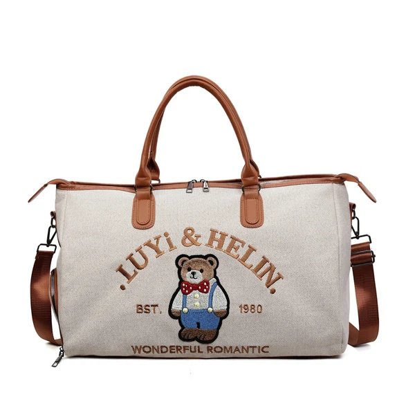 Bestickte Canvas-Wochenendtasche