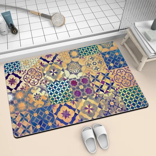 Bunte geometrische Muster Badmatte Hover Image