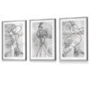 Abstraktes Set aus 3 gerahmten Kunstdrucken mit Motiven aus der Modewelt in Schwarz und Grau