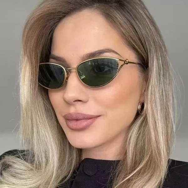 Damen Cat-Eye Sonnenbrille mit elegantem goldenen Rahmen und polarisierten Gläsern