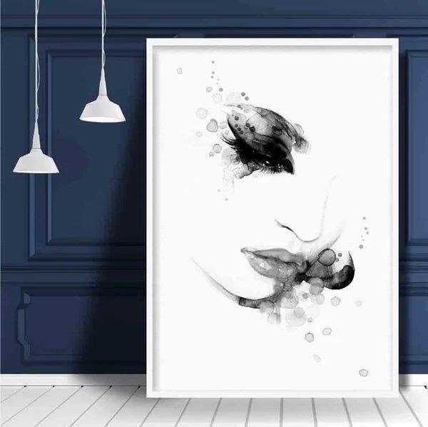 Abstrakte Aquarell-Modeillustrationen, Gesichtsdrucke