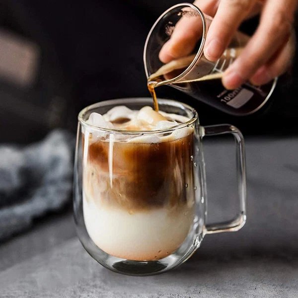 Handgefertigte doppelte thermisch isolierte Glas-Tasse
