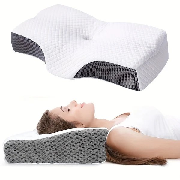 1pc kühlendes Memory-Schaum Schulterstützkissen für Seiten-, Rücken- und Bauchschläfer - Orthopädisches Nackenschmerzlinderungskissen mit verstellbarer zervikaler Unterstützung
