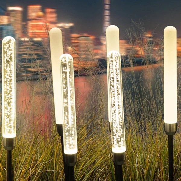 Zeitgenössische skandinavische wasserdichte zylindrische ovale Schilfrohrblasen Edelstahl Acryl LED Outdoor Rasen Landschaftslampe für Außenpatio Hover Image