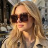 Damen Elegante Oversized-Sonnenbrille mit geometrischem Rahmen und polarisierenden Gläsern