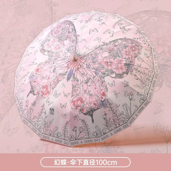 Damen Faltbarer Regenschirm mit floralen Motiven Hover Image