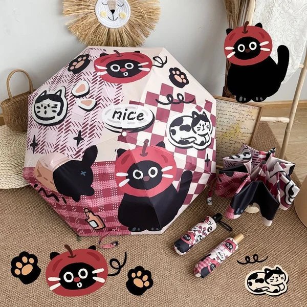 Damen Faltbarer Regenschirm mit niedlichen Tiermotiven Hover Image