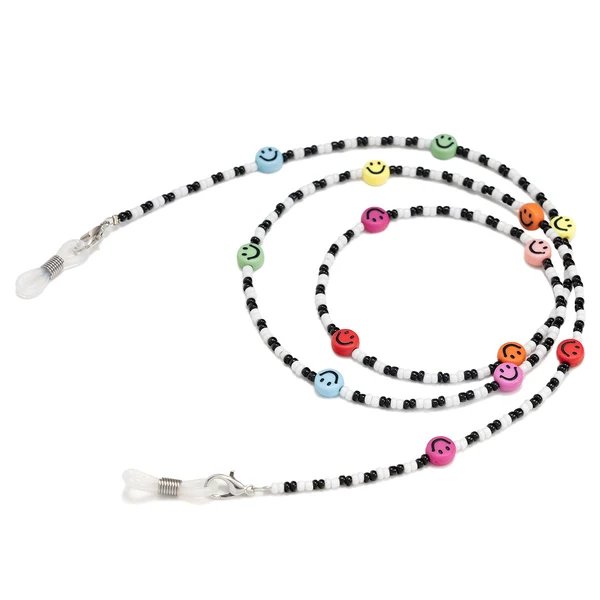 Bunte Perlen Smiley Gesicht Brillen Kette