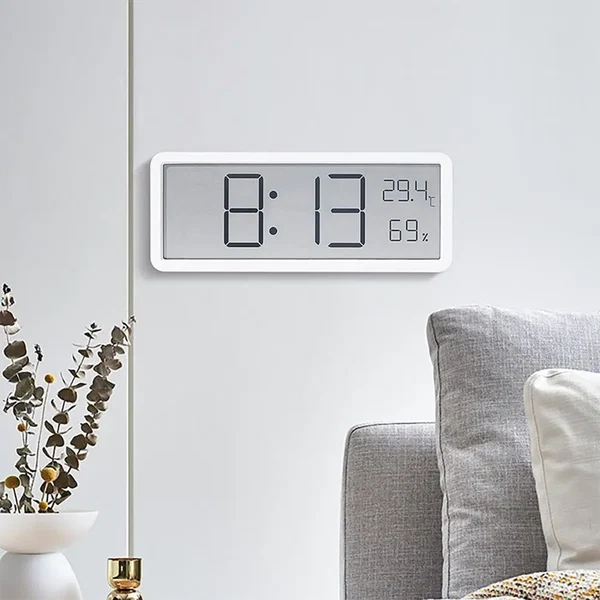 Große Digitale Wanduhr mit Temperatur- und Luftfeuchtigkeitsanzeige – Perfekt für Wohnzimmer, Schlafzimmer und Büro Hover Image